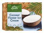 Coconut flavour ice cream in coconut shells, with a Thai style design.