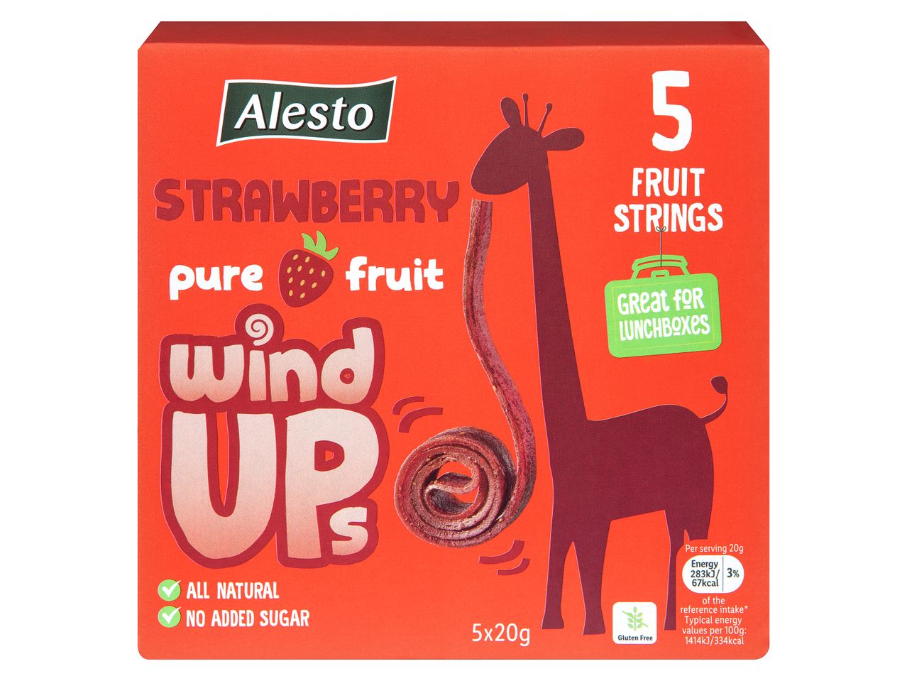 Alesto Strawberry Wind Ups: 5 fruit strings, all natural, no added sugar.