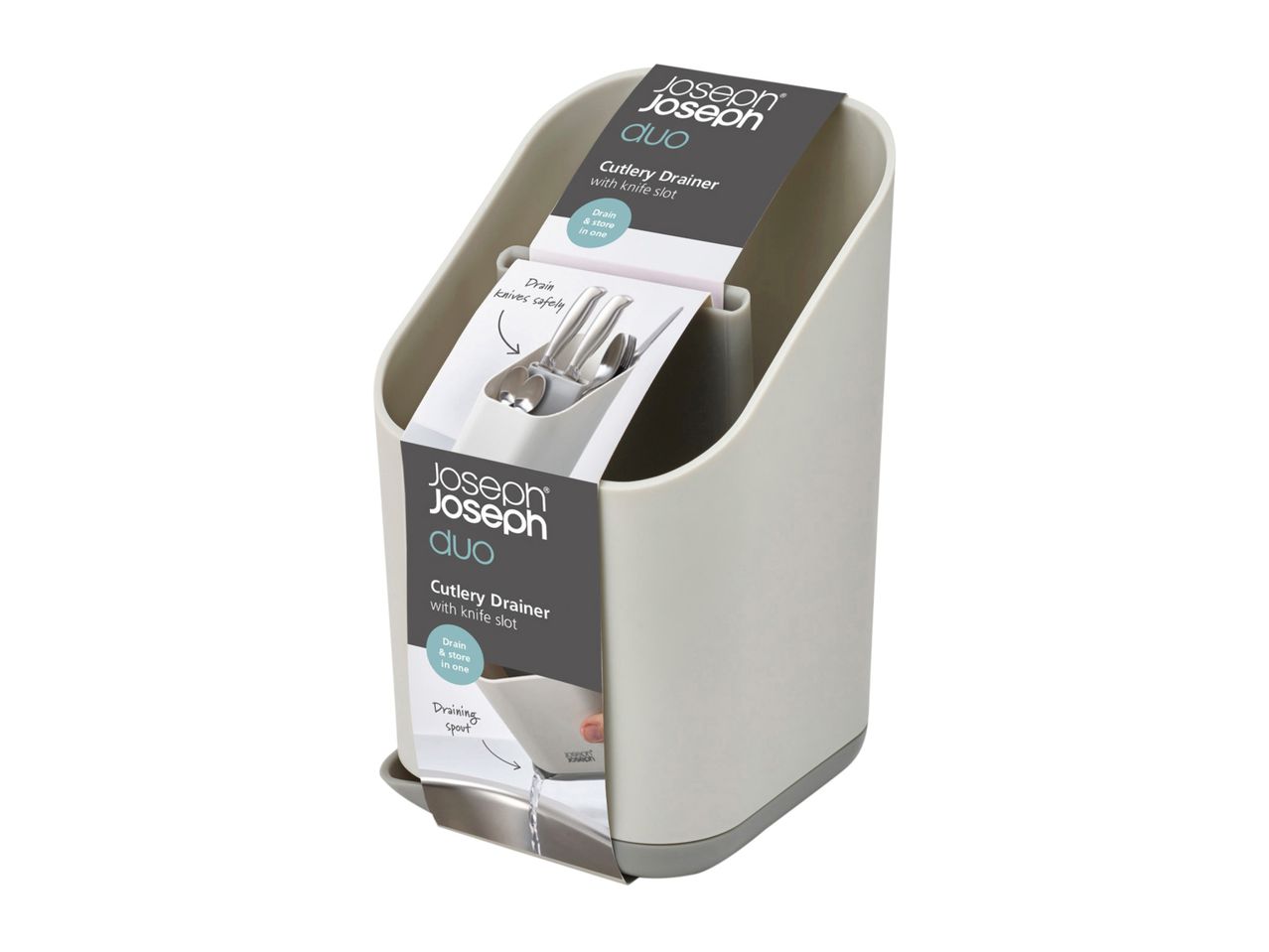 Joseph Joseph utensil holder in off-white.