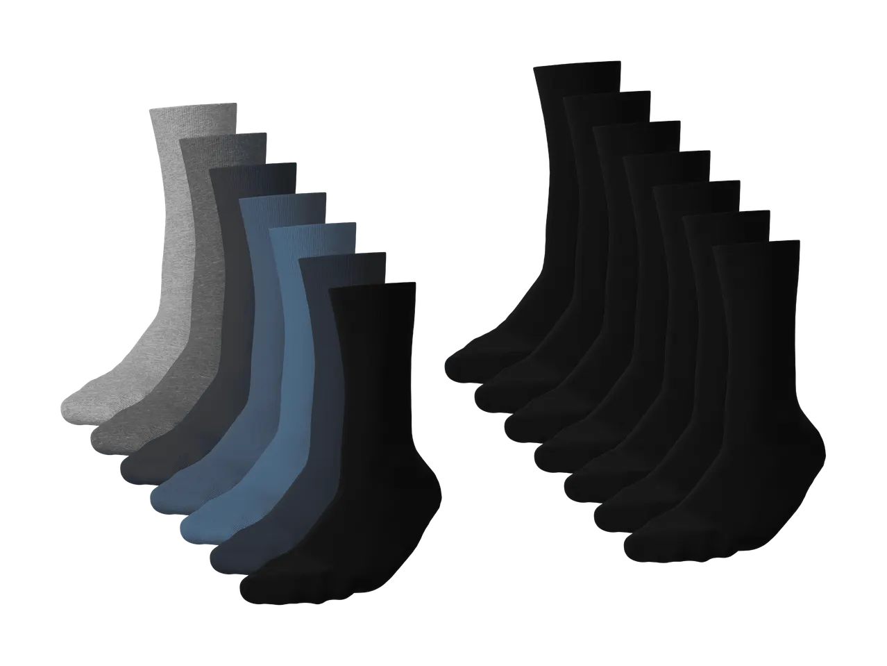 Lot de chaussettes unies pour hommes en noir, gris et bleu
