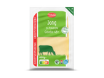 Verpakking met 14 plakken jonge Goudse kaas, 400g, met Nutri-Score A en weidemelklogo.