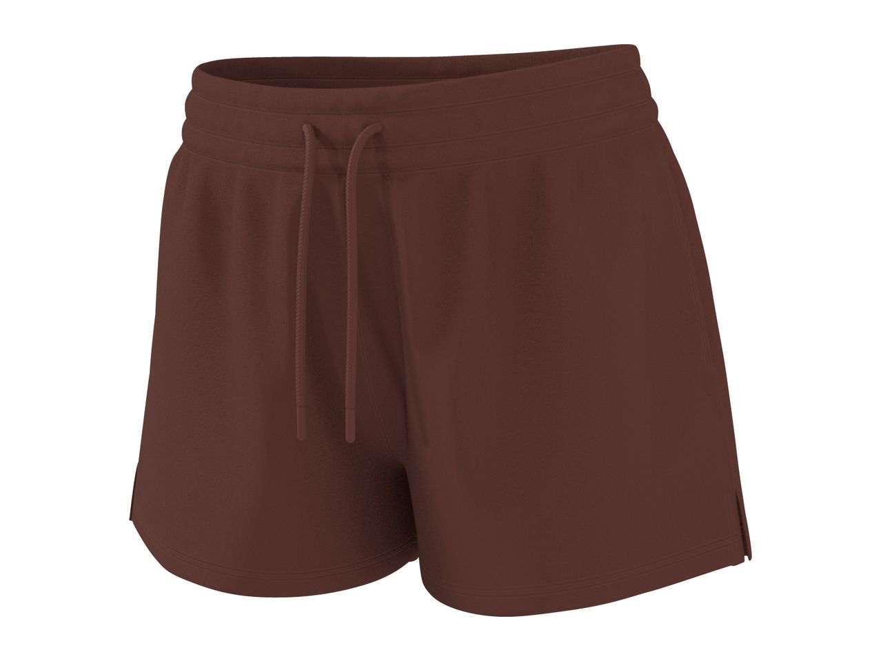 Brown women's shorts with an elastic waistband and drawstring.