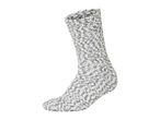 Single gray and white fuzzy sock