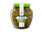 Eridanous pitted green olives in a jar.