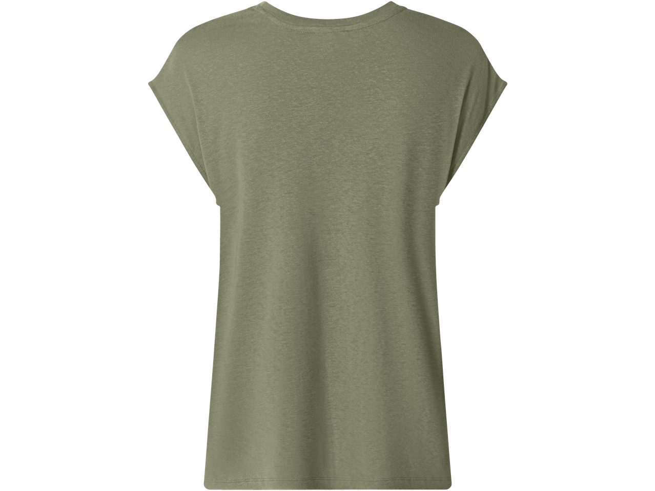 T-shirt Esmara feminina verde-oliva de manga curta, vista traseira.