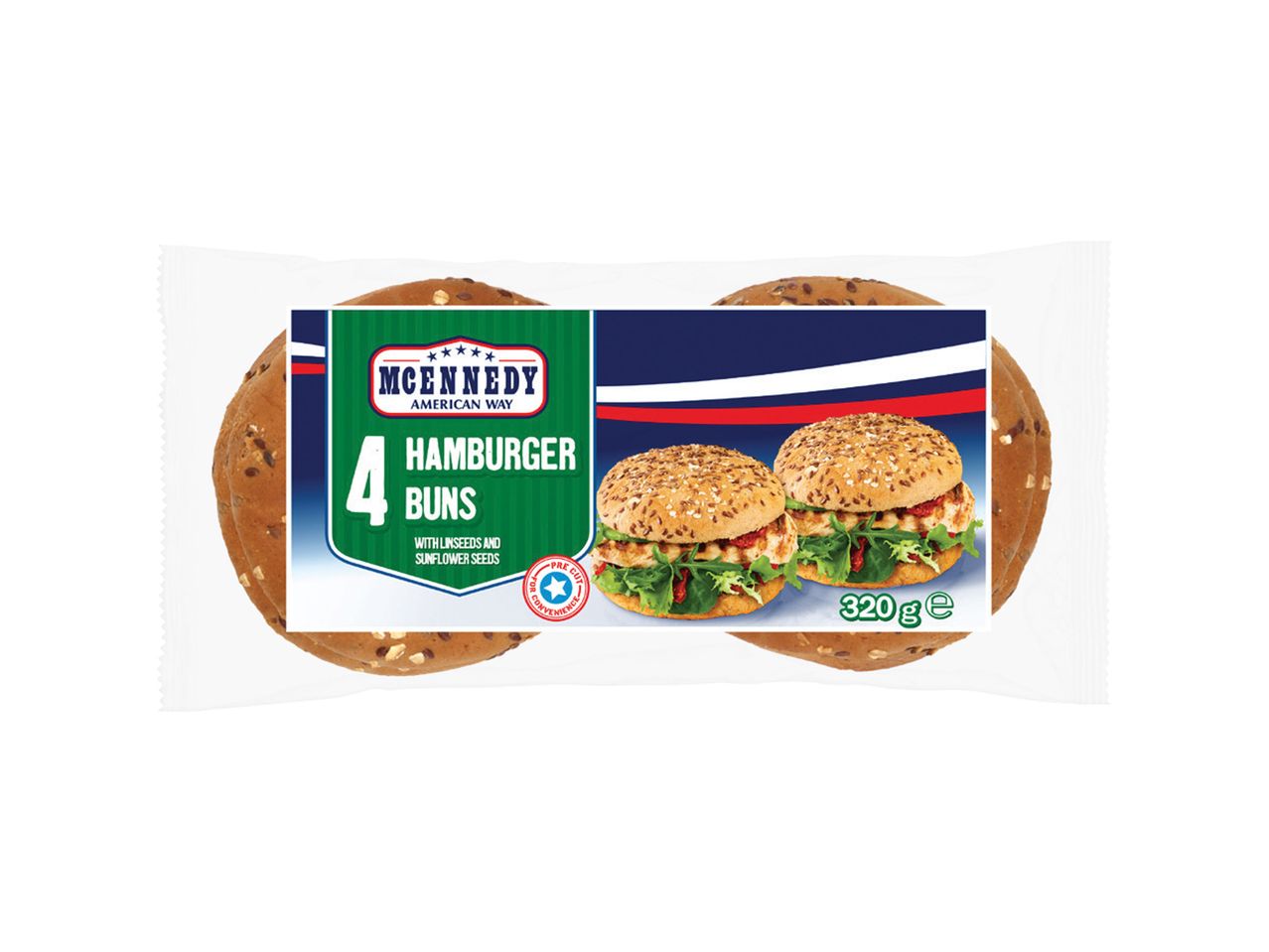 Pakovanje od četiri MekDonalds hamburger peciva.