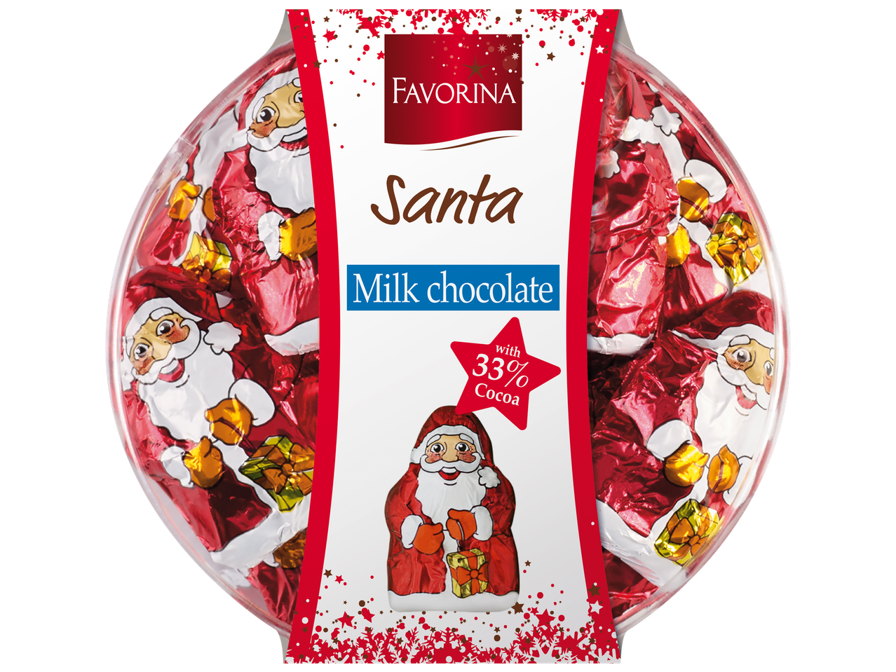Favorina kalėdinės mini figūrėlės iš pieniško šokolado su 33% kakavos