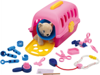 Ensemble de jeu vétérinaire LUPILU® de 18 pièces avec cage de transport rose, peluche et outils médicaux.