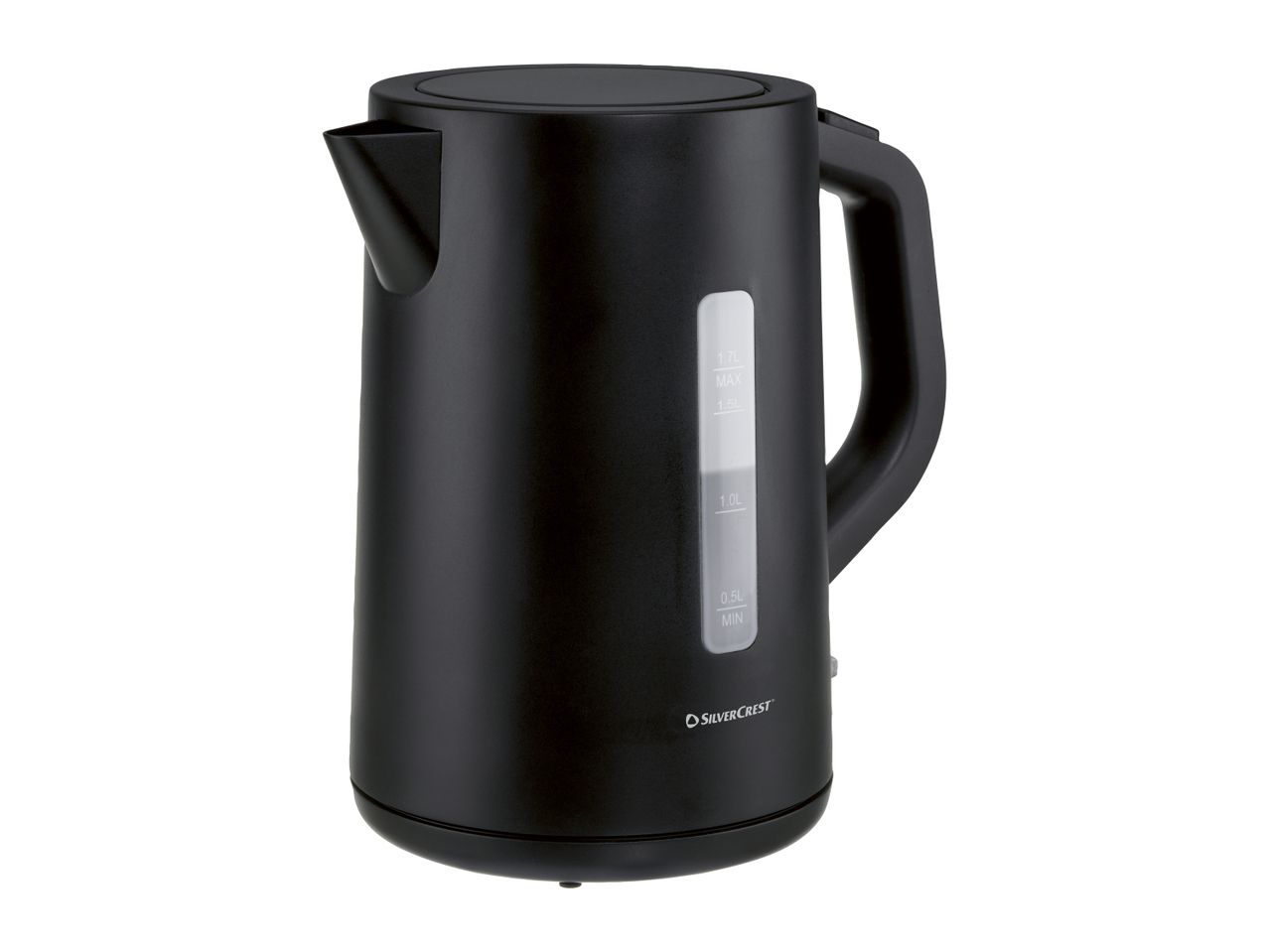 A black Proctor Silex electric kettle.