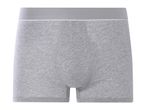Grey cotton boxer shorts with a grey and white waistband.