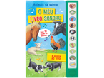 Livro sonoro 'Animais na quinta' com 10 vozes de animais e ilustrações de animais.