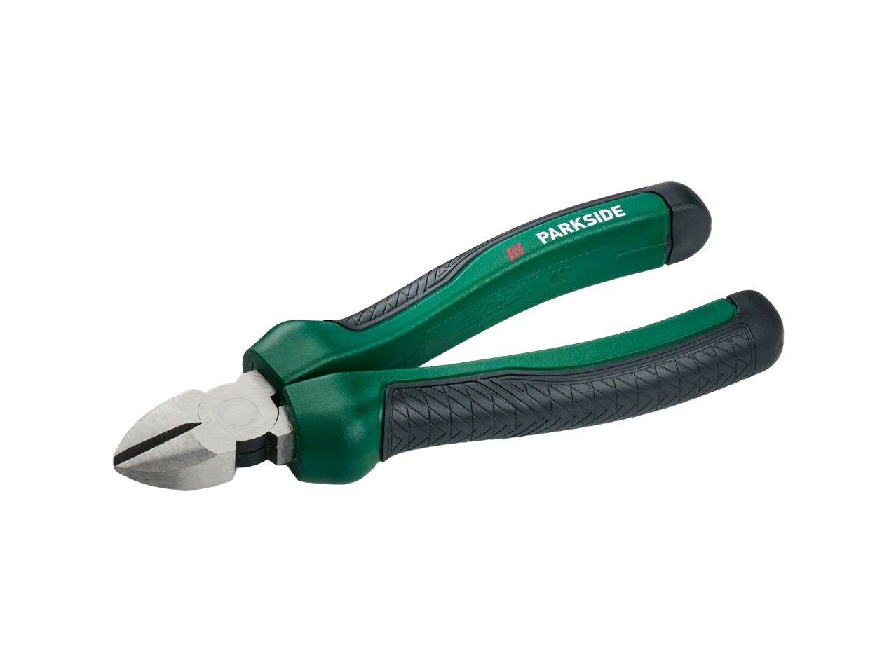 A pair of green and black Parkside diagonal cutting pliers.