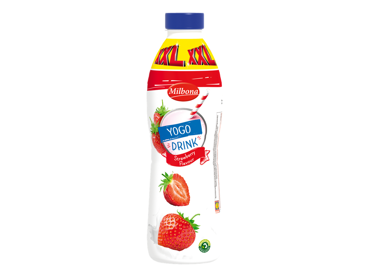 Milbona strawberry yogurt drink, XXL size.