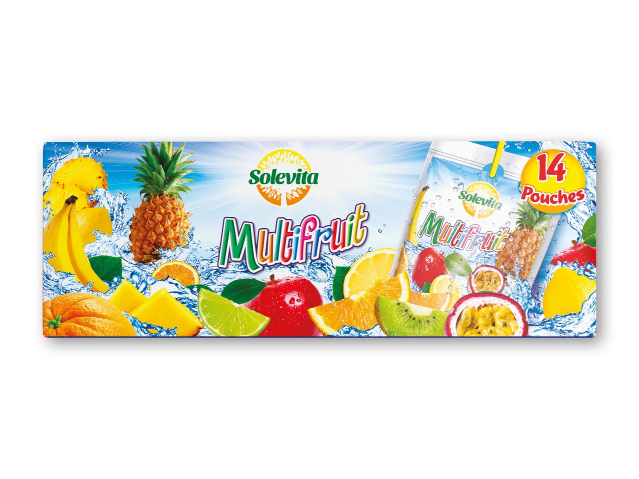 Solevita Multifruit drikkeposer - 14 poser med tropisk frugtsmag.