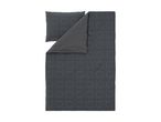 Dark grey duvet cover set with a subtle geometric pattern and a plain reverse side.