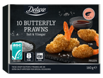 Deluxe 10 tauriņgarneles ar sāli un etiķi, panētas, saldētas, 160g.
