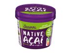 Purple and green acai sorbet tub with text 'The Original Native Acai + Guarana' and Nutri-score B.