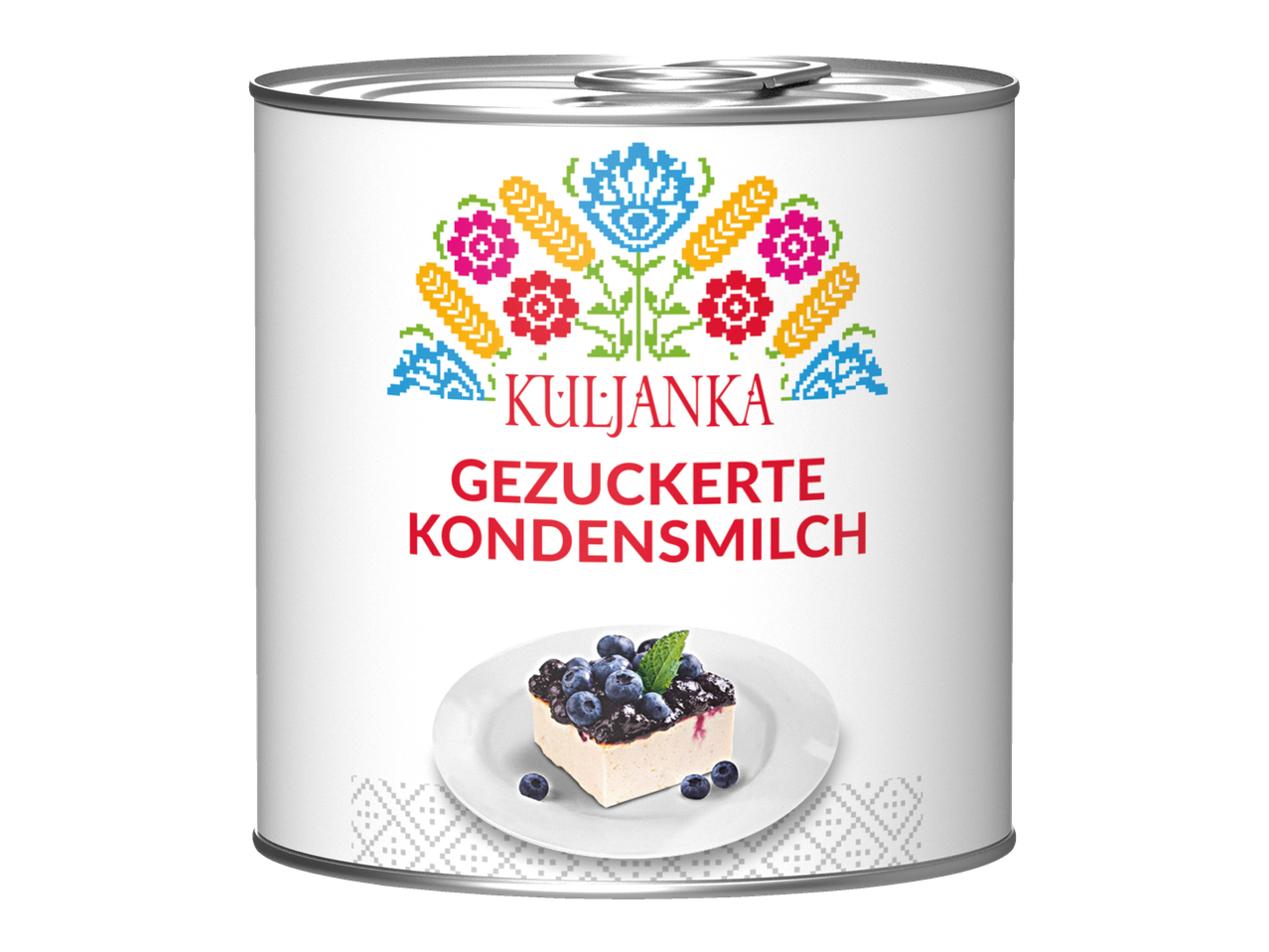Kuljanka gezuckerte Kondensmilch, Blaubeerkuchen.