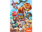 Jogo de peças temático do filme Paw Patrol com cachorros e dinossauros.
