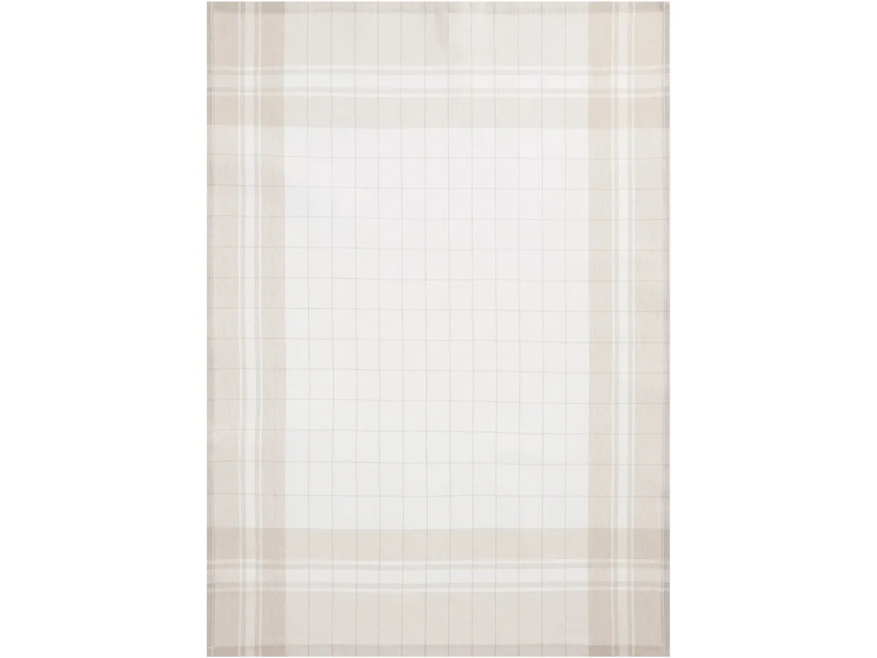 Un canovaccio a quadri beige e bianco.