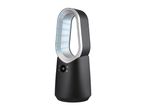 Black bladeless fan with a digital display showing '10' and control icons.