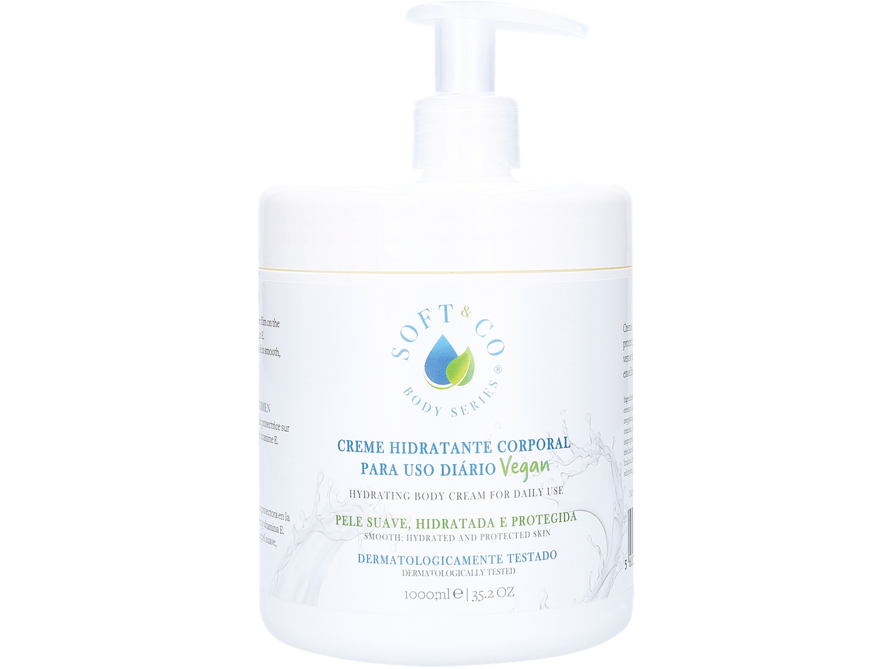 Creme hidratante corporal vegan para uso diário, 1000ml.