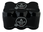 Pack de 6 cervejas Argus Negra Preta, 330ml cada, com 5,6% vol. e embalagem 70% reciclada.
