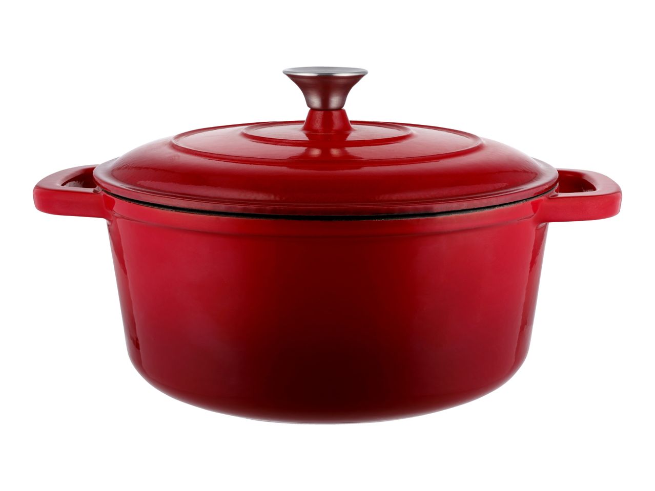 Silvercrest 5.5L Cast Iron Casserole Dish - Red
