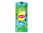 Lipton Zero Green Ice Tea pak met waterdruppels, benadrukkend 100% smaak, 0% suiker.