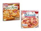 To Dr. Oetker pizzapakker: en Casa di Mama Hawaii og en Ristorante Pizza Salame.