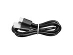 Навит черен USB кабел с USB-A и USB-C конектори, завързан с бяла връзка.