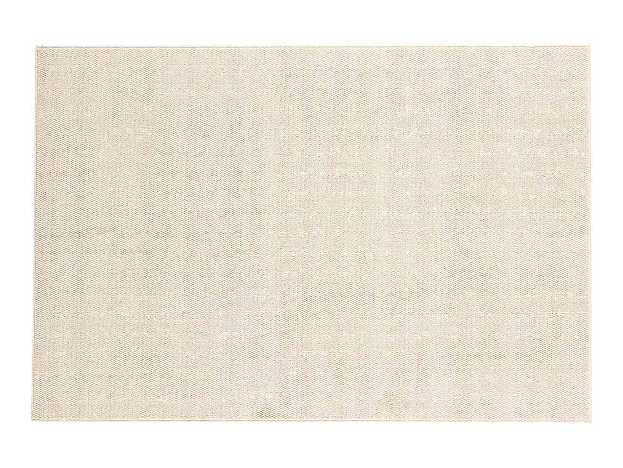 Rectangular beige woven rug with a textured surface