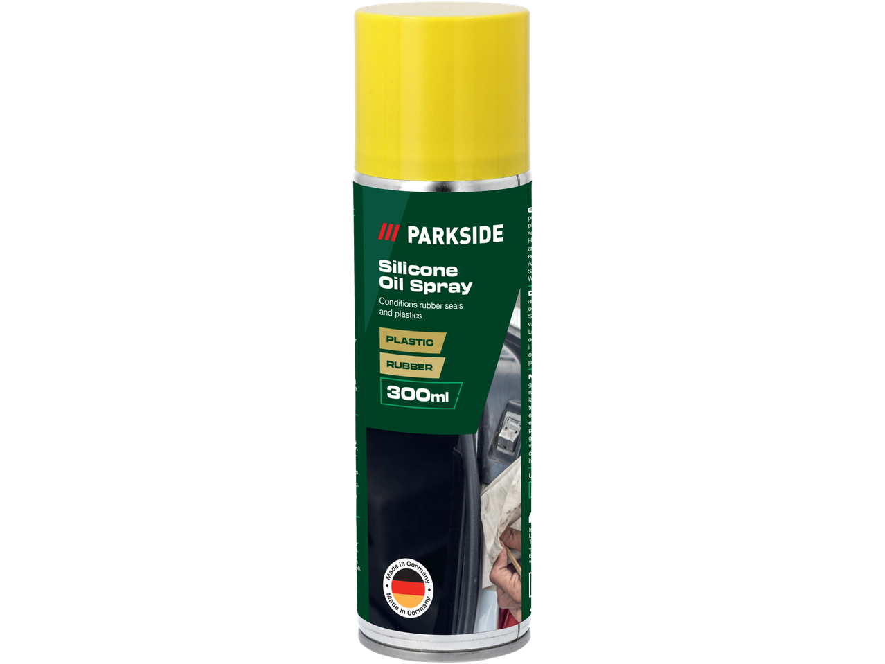 Spray cu ulei de silicon Parkside condiționează garniturile de cauciuc și plasticul.