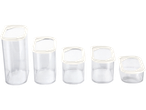Set od pet providnih Silvercrest® posuda za suve proizvode sa belim poklopcima.
