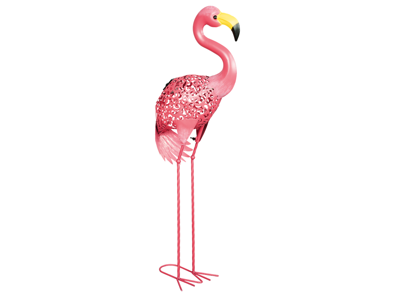 Lampe de jardin rose flamant rose avec design découpé au laser.