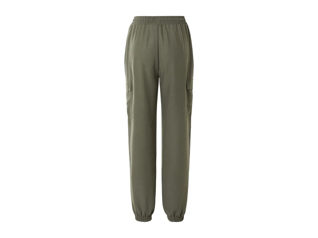 Olive green cuffed joggers.