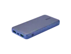A Tronics blue power bank with multiple ports is shown at an angle.