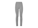 A pair of plain grey leggings on a white background.