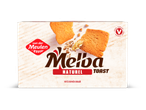 Verpakking van naturel toastjes met twee toastjes en graankorrels, met de tekst '100% VEGAN'.
