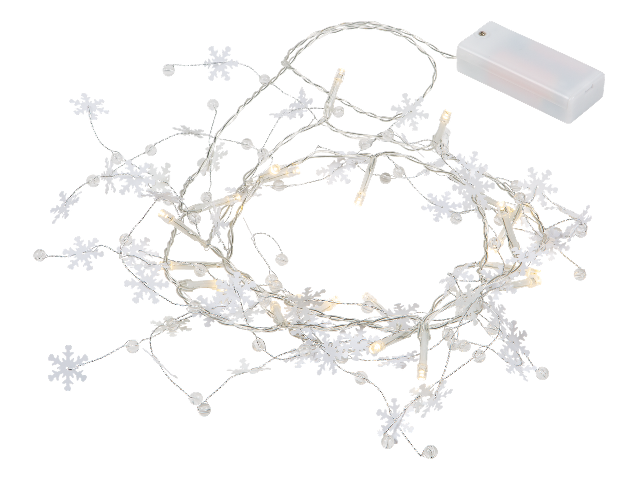 Livarno Home Ziemassvētku lampiņas ar sniegpārslām un bateriju barošanu