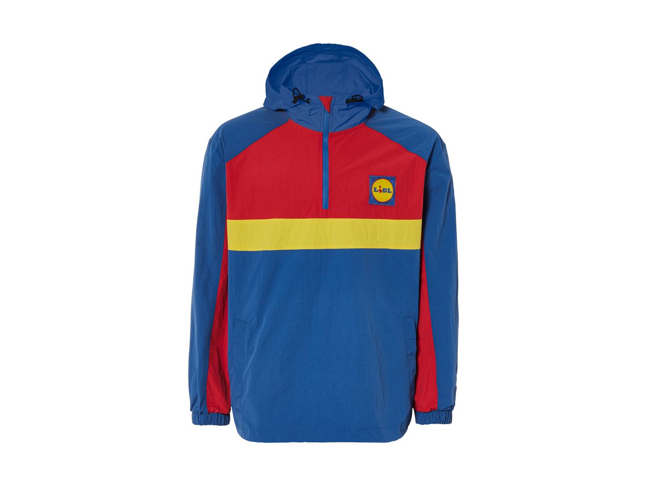 Lidl anorak i rød, gul og blå