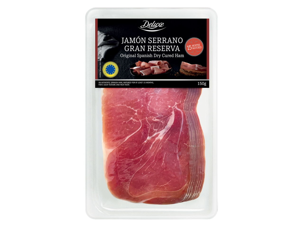 DELUXE Jamón Serrano Gran Reserva, oriģināls spāņu žāvēts šķiņķis, 150g