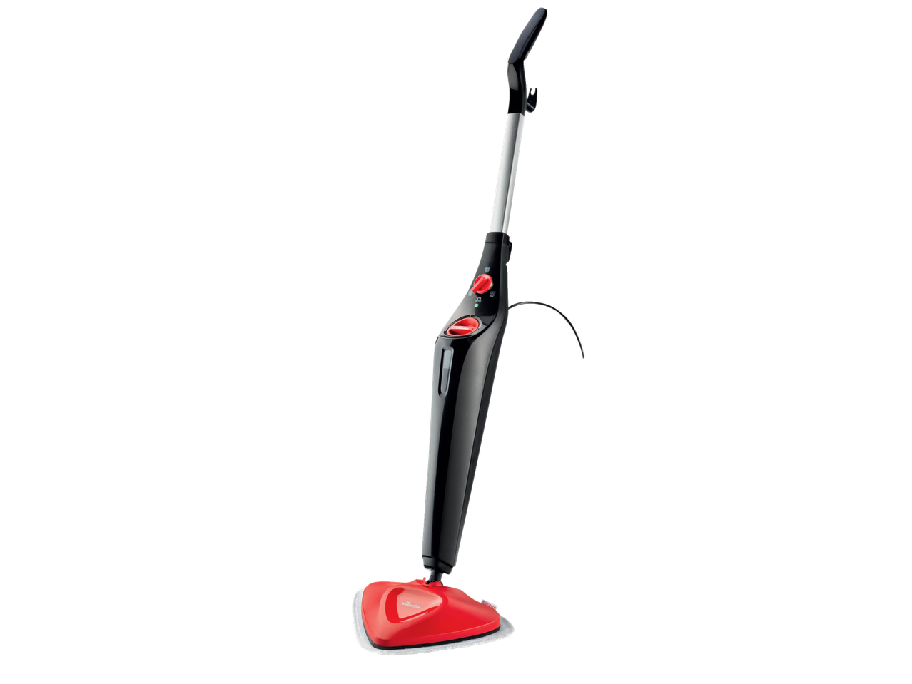 Vileda parni čistač u crnoj i crvenoj boji
