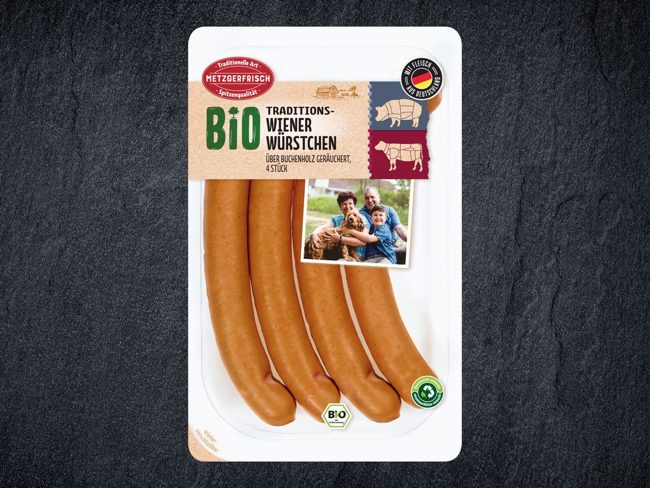 Bio Wiener Würstchen, 4 Stück.