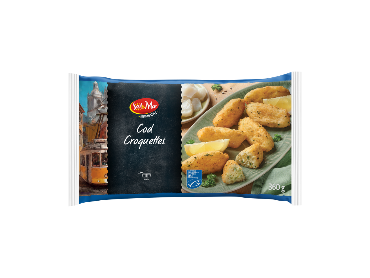 Sol & Mar Crochete de cod, 360g, cu fructe de mare certificate MSC.
