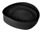 Black collapsible silicone bowl set, nested inside each other.