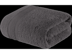 Soft, dark gray rolled towel.