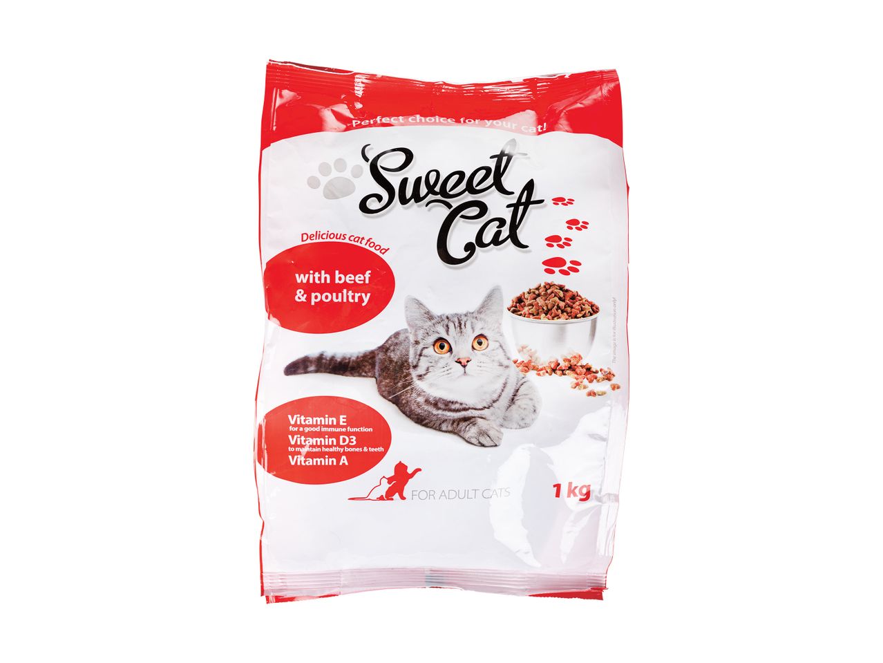 Mâncare pentru pisici Sweet Cat cu vită și păsări de curte.