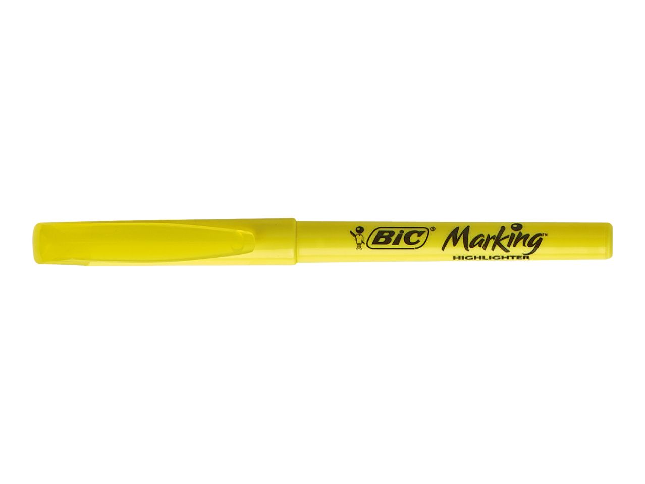 A yellow BIC Marking highlighter.