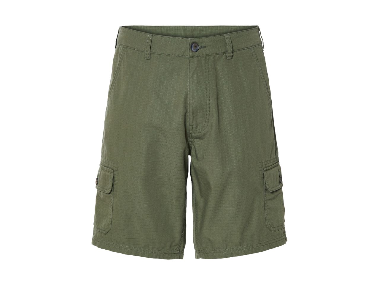 Grønne cargo shorts med knapper.